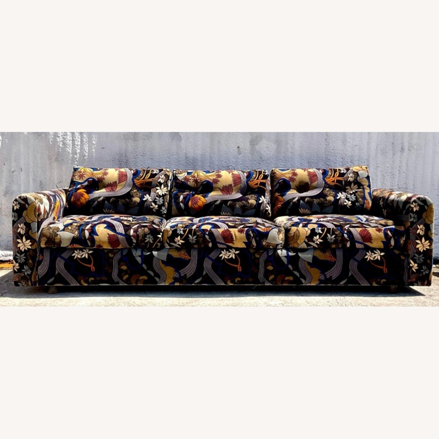 Vintage Boho Jack Lenor Mod Print Sofa  - image-1