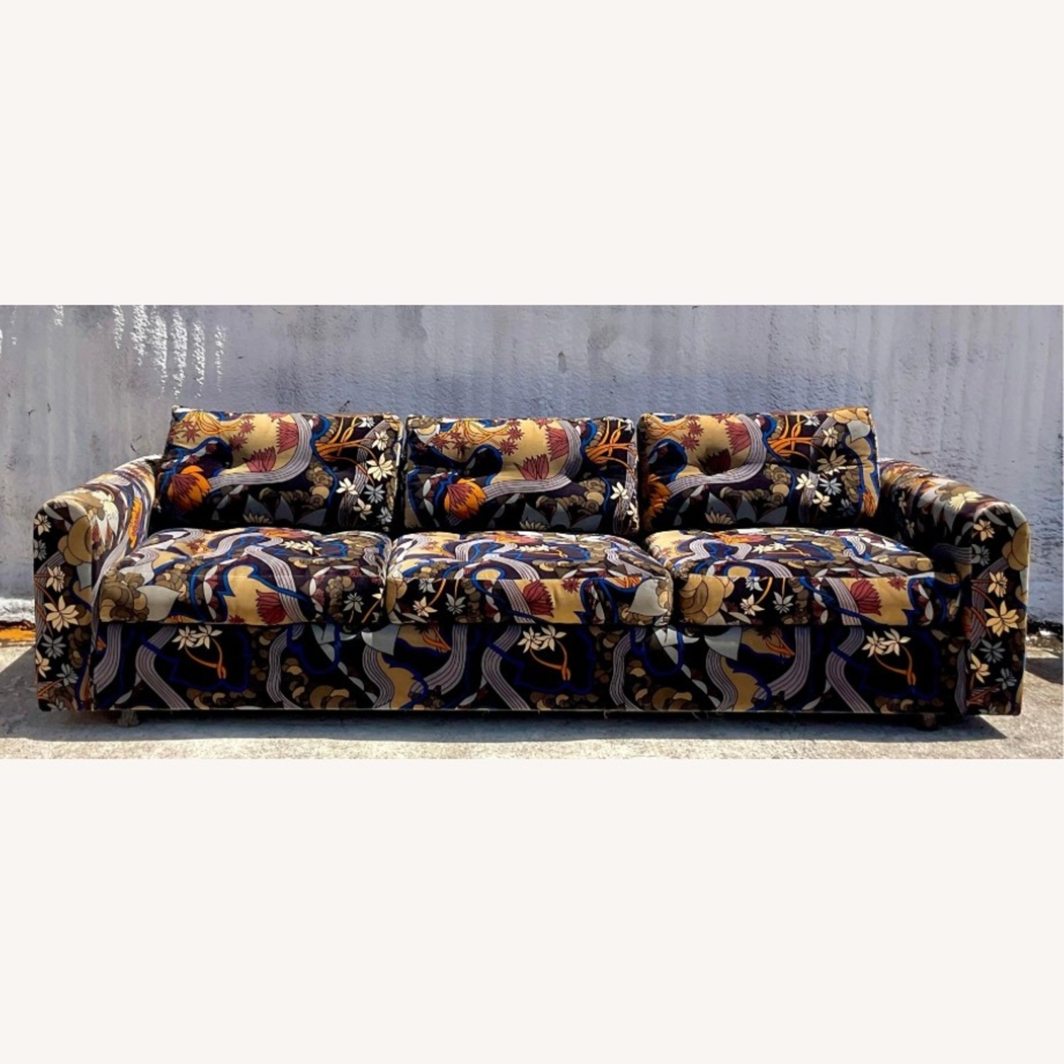 Vintage Boho Jack Lenor Mod Print Sofa  - image-5