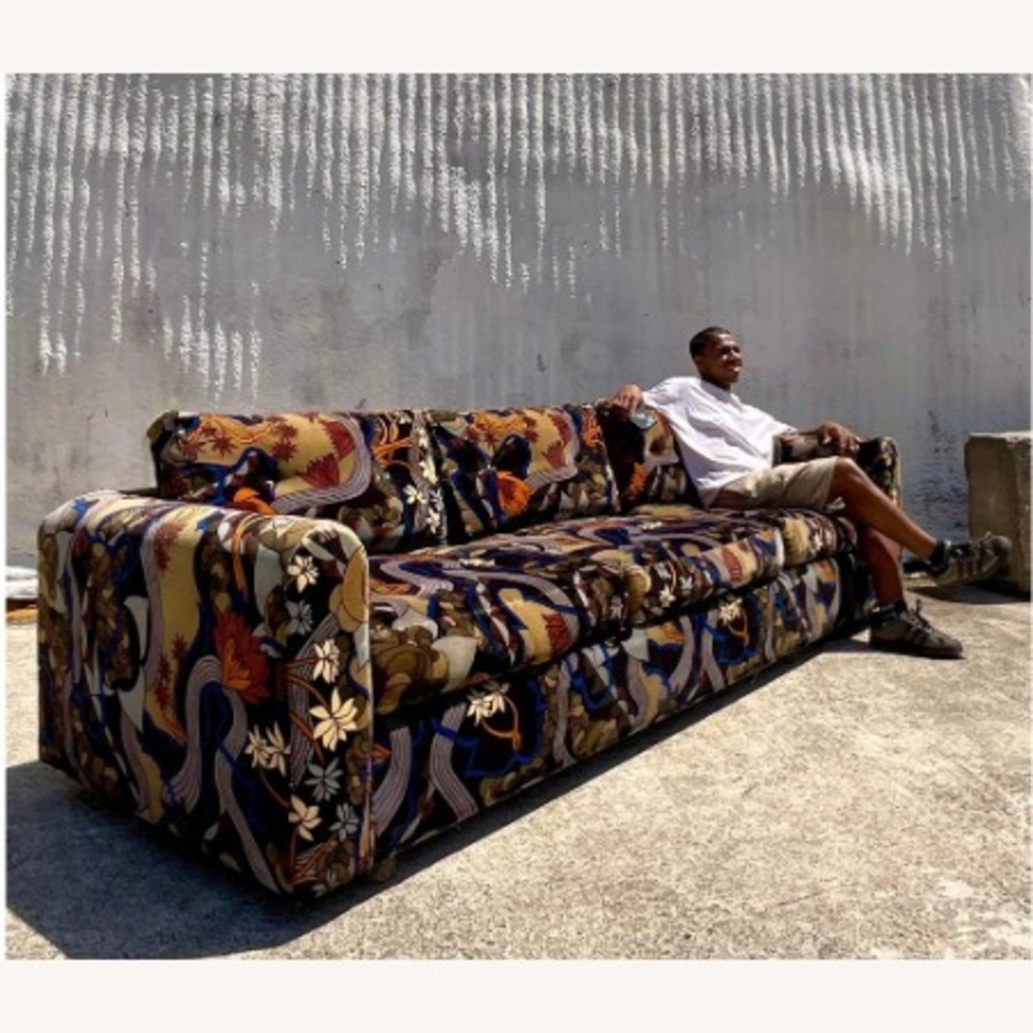 Vintage Boho Jack Lenor Mod Print Sofa  - image-2
