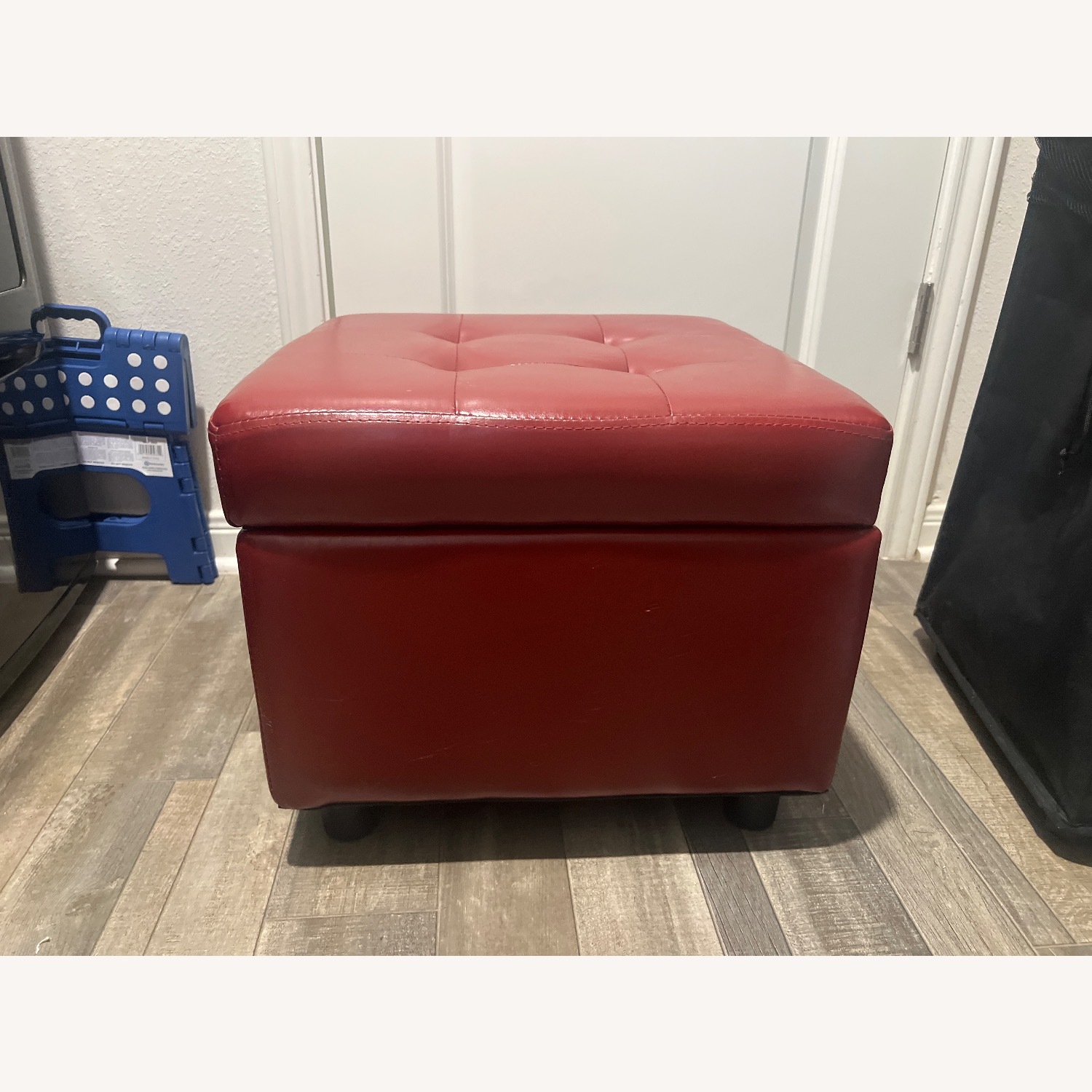 Amazon Red Leather Ottoman - image-3