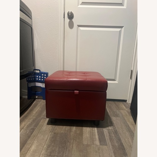 Used Amazon Red Leather Ottoman for sale on AptDeco