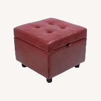Amazon Red Leather Ottoman