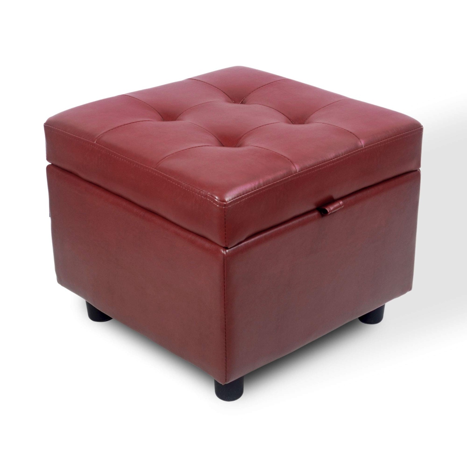 Amazon Red Leather Ottoman - image-4