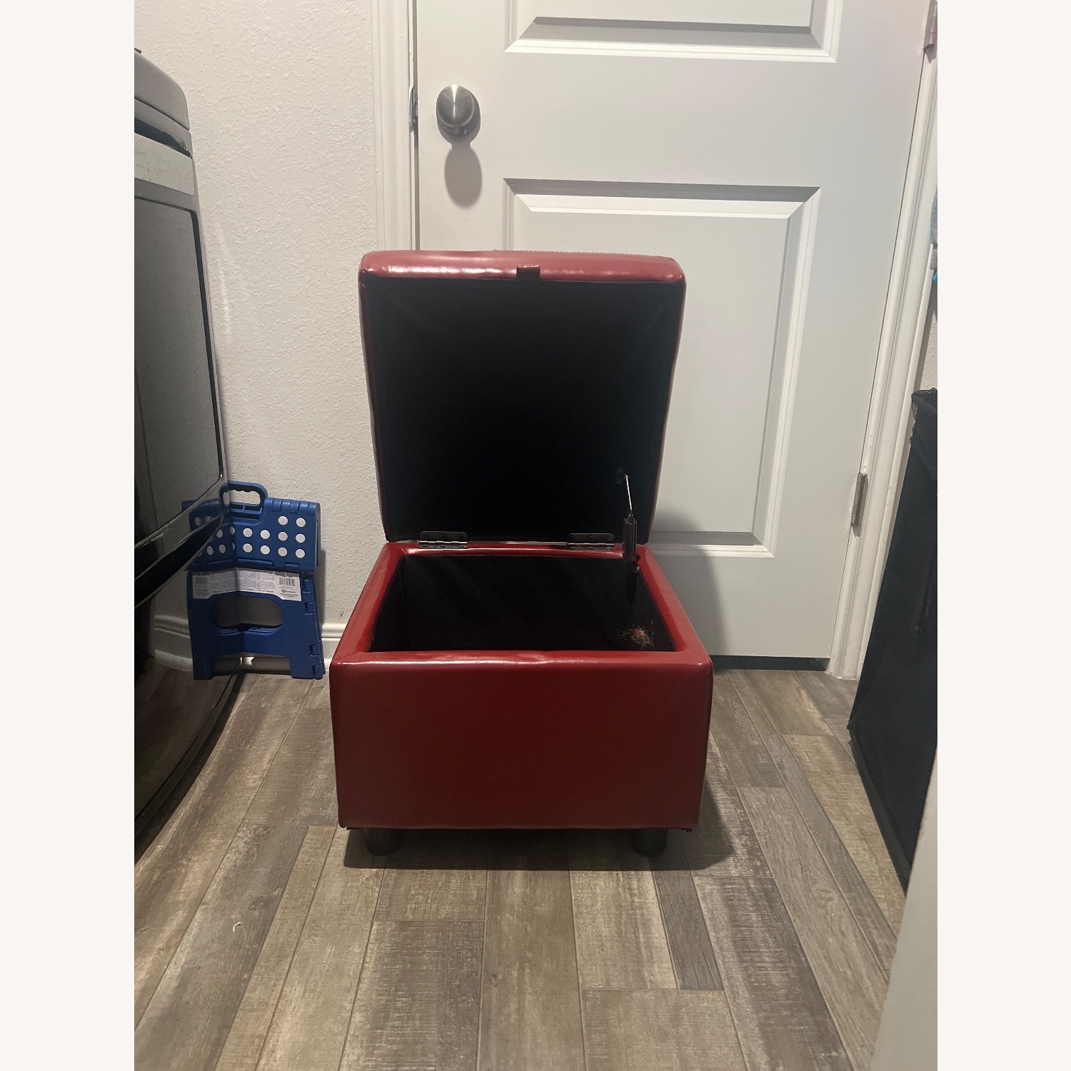 Amazon Red Leather Ottoman - image-2
