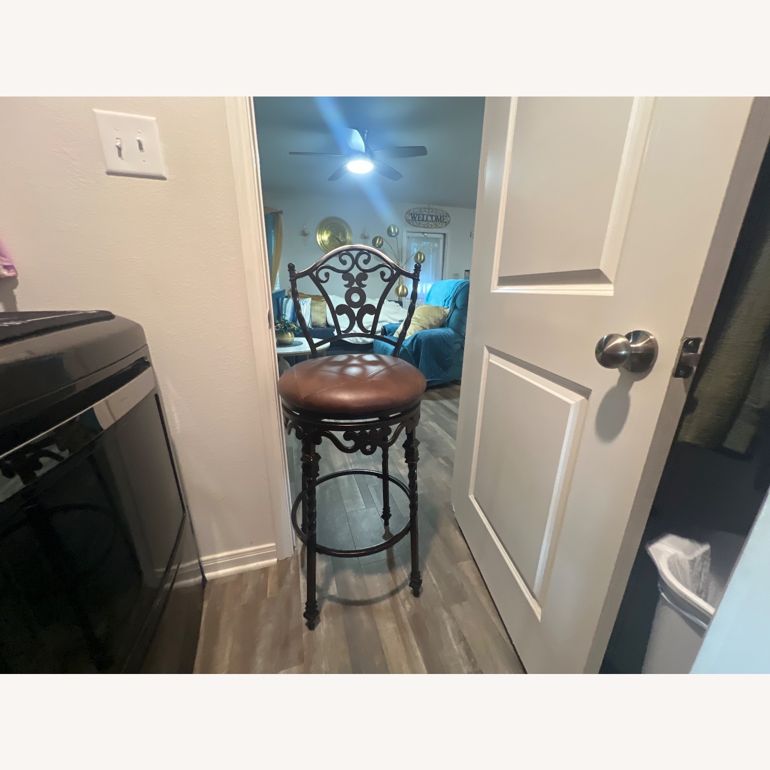 Dark Brown Leather Stools - image-2