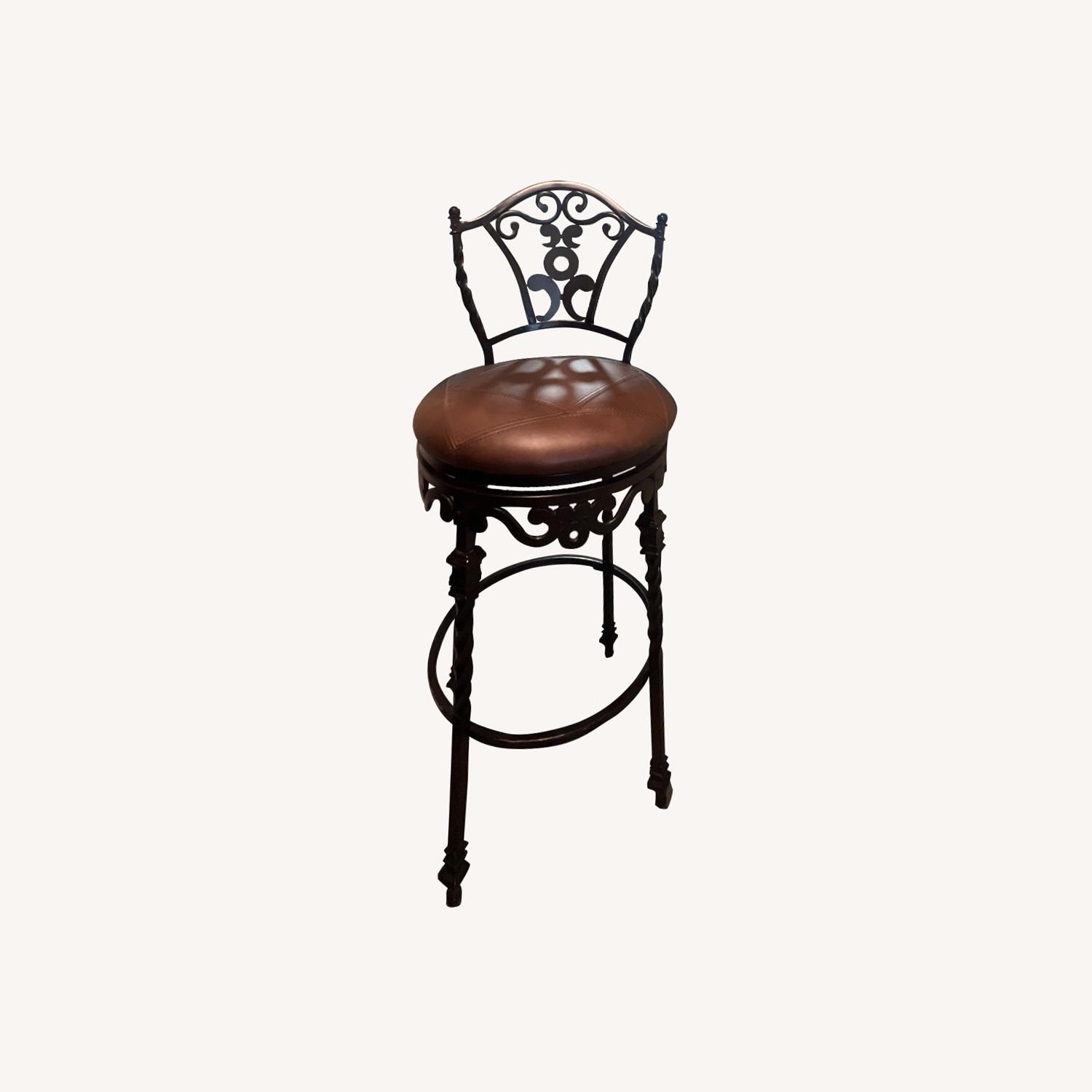Dark Brown Leather Stools - image-0