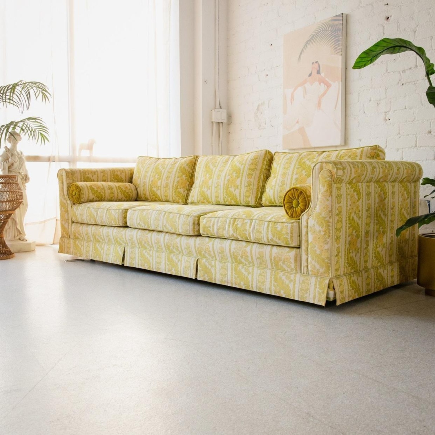 Vintage MCM Broyhill Furniture Flared Tuxedo Sofa - image-1