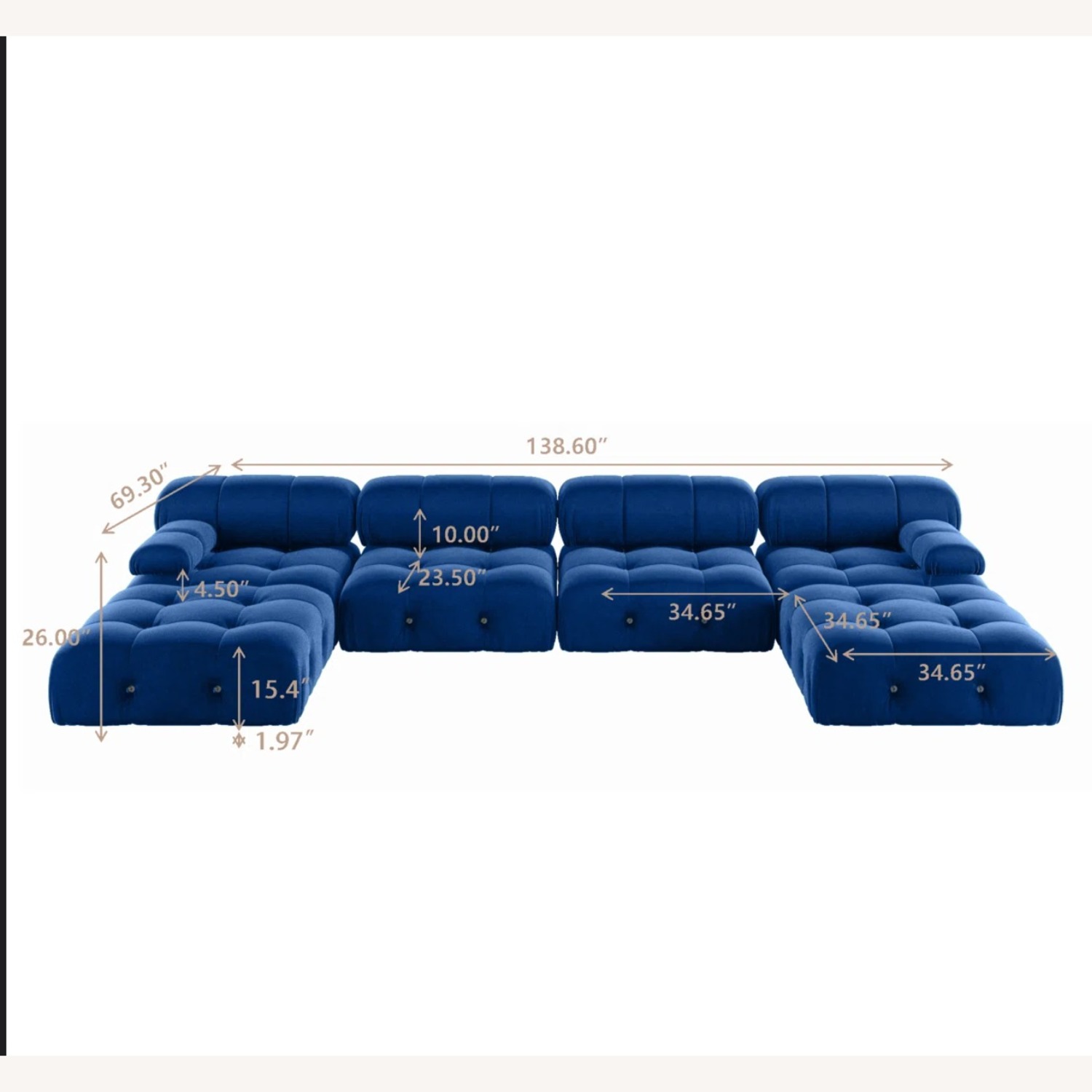 Wayfair Blue Fabric 3+ Piece Sectional - image-2