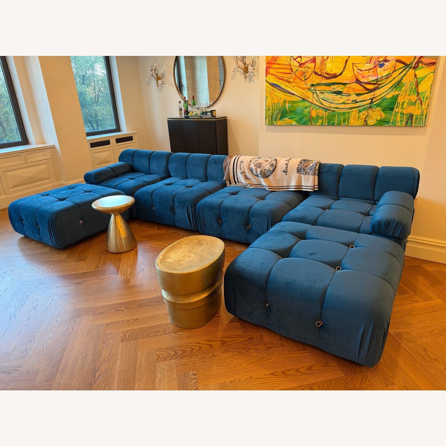 Wayfair Blue Fabric 3+ Piece Sectional - image-1