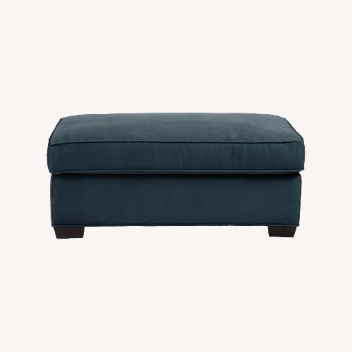 Used Rooms To Go  Cindy Crawford Blue Fabric Ottoman for sale on AptDeco