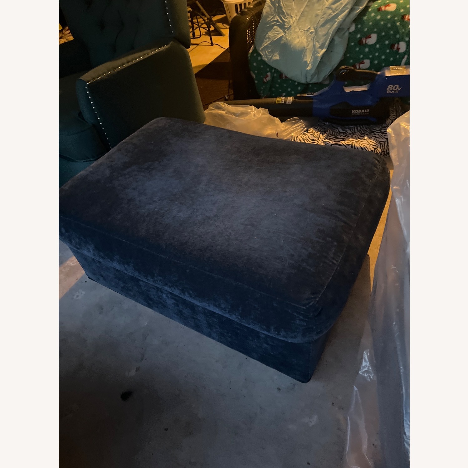 Rooms To Go  Cindy Crawford Blue Fabric Ottoman - image-3