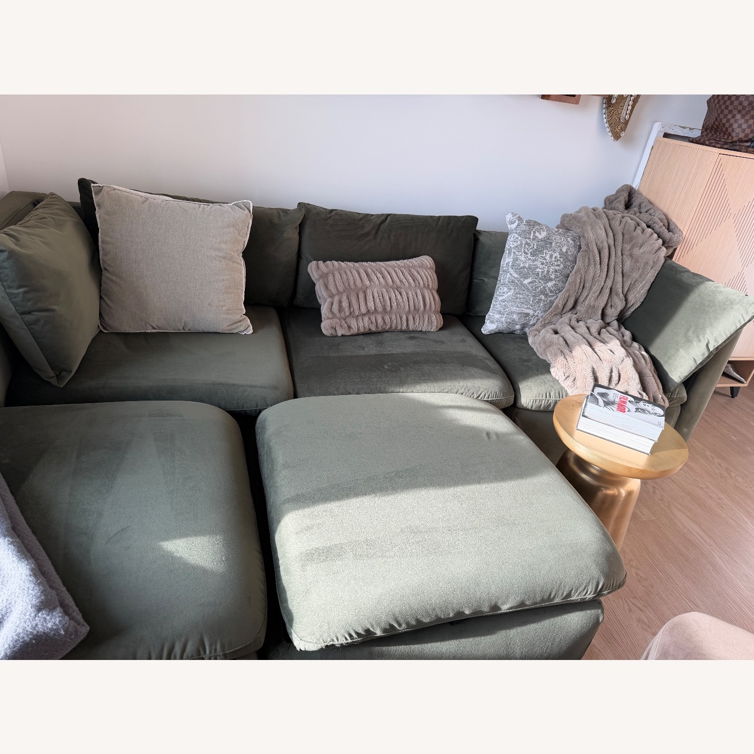 Amazon Green Velvet 3+ Piece Sectional - image-2