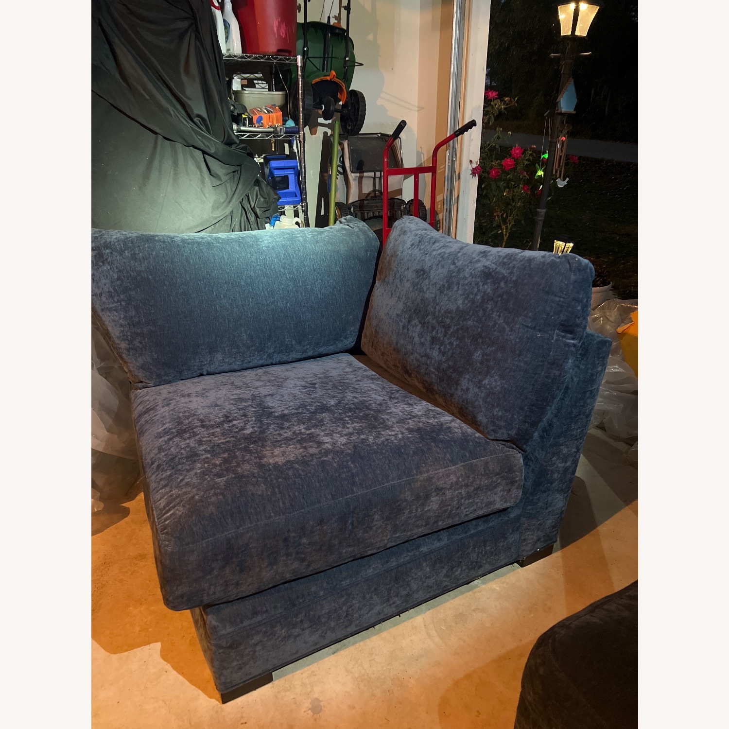 Blue Cindy Crawford Chair Matches Ottoman - image-1