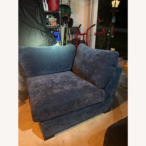 Used Blue Cindy Crawford Chair Matches Ottoman for sale on AptDeco