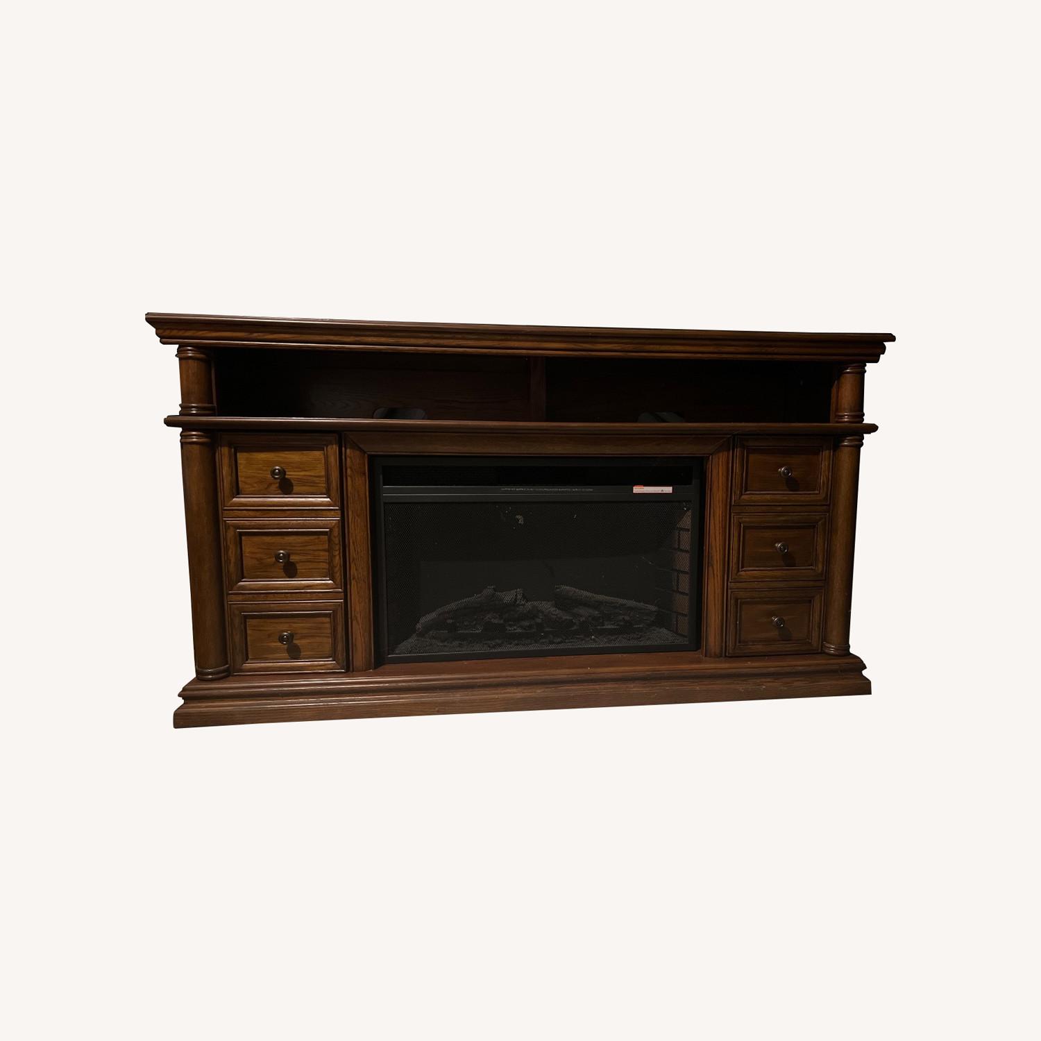 Style Selections Brown Electric Fireplace & Remote - image-0