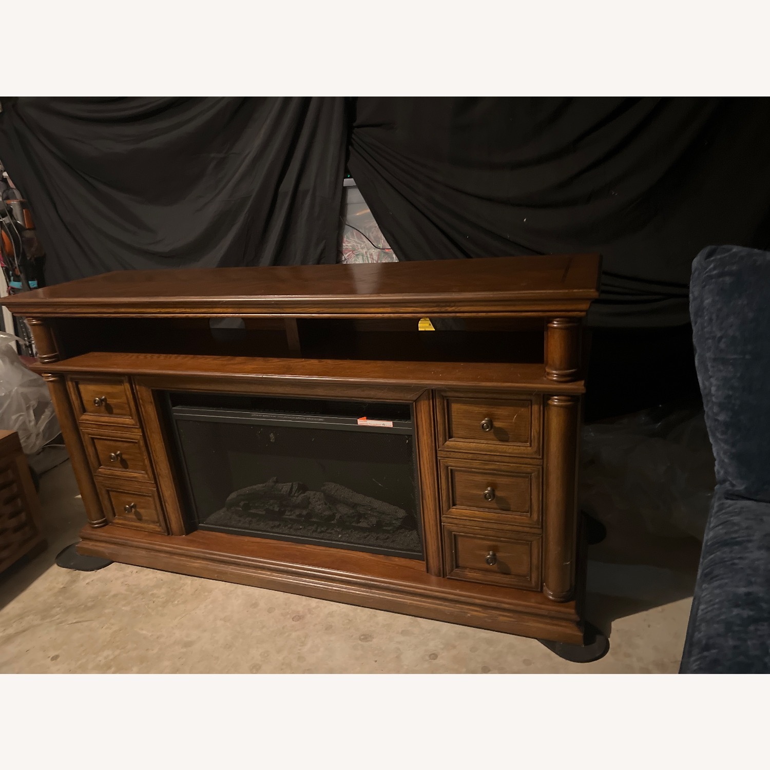 Style Selections Brown Electric Fireplace & Remote - image-2