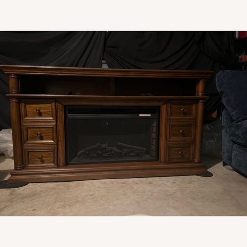 Used Style Selections Brown Electric Fireplace & Remote for sale on AptDeco