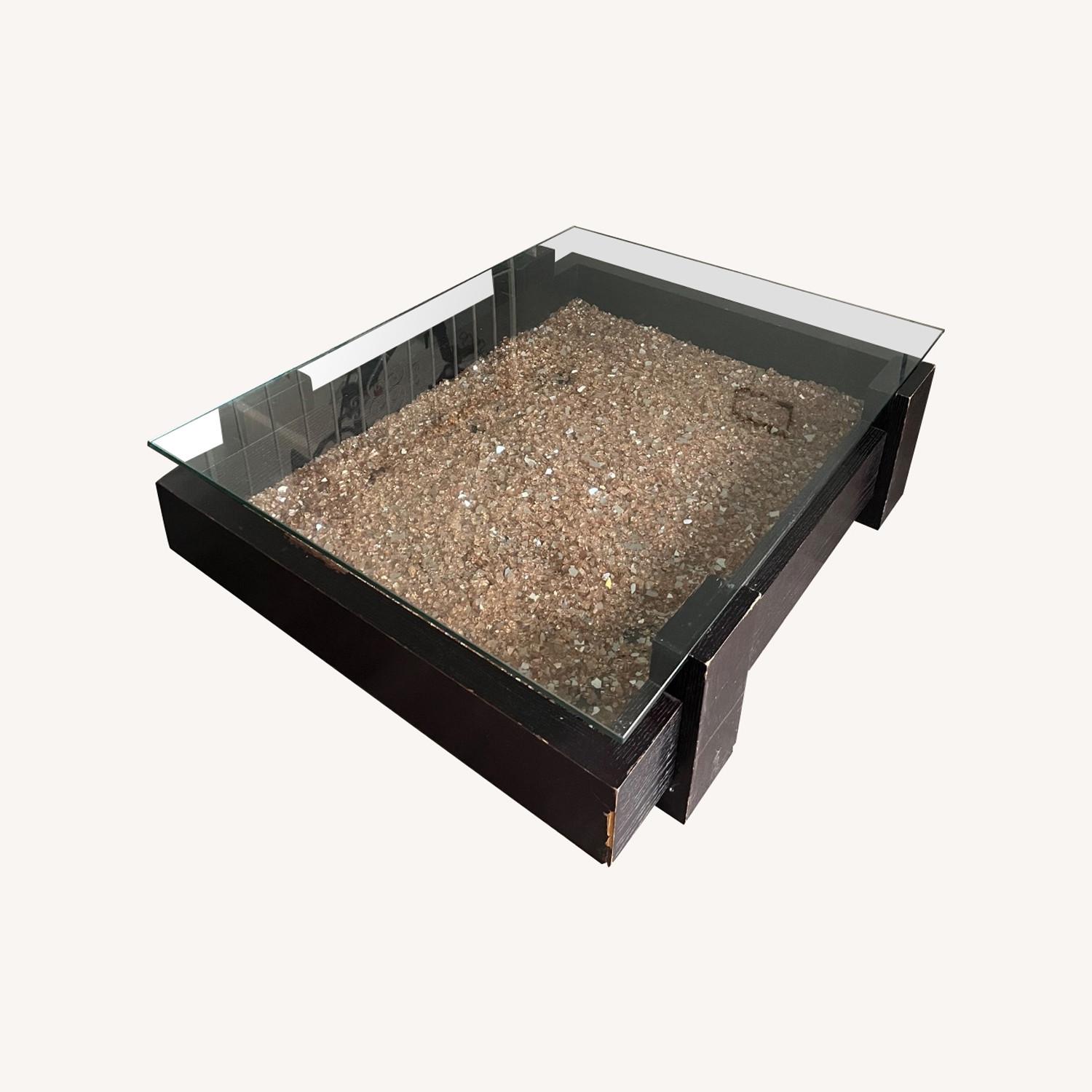 Vintage/Antique Wood and Glass Coffee Table - image-0