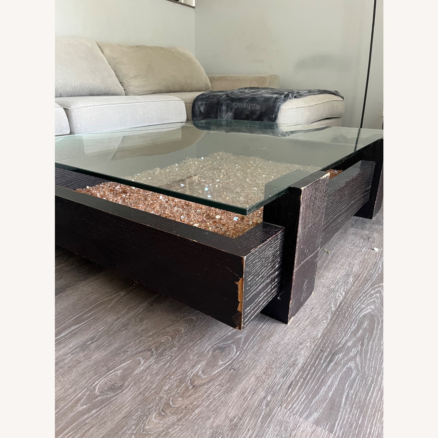 Vintage/Antique Wood and Glass Coffee Table - image-4