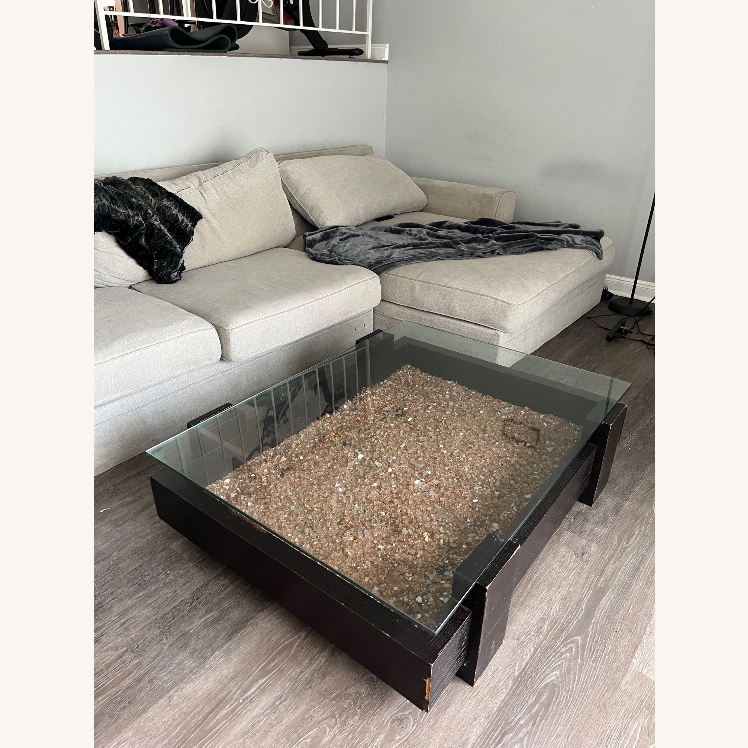 Vintage/Antique Wood and Glass Coffee Table - image-1