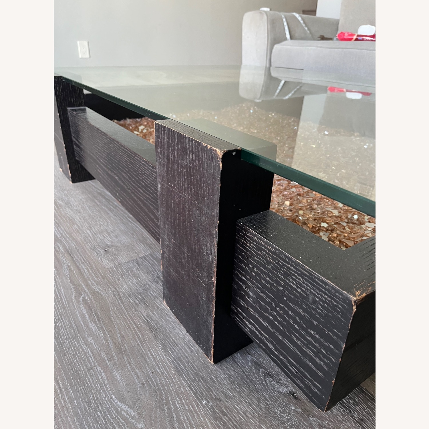 Vintage/Antique Wood and Glass Coffee Table - image-6