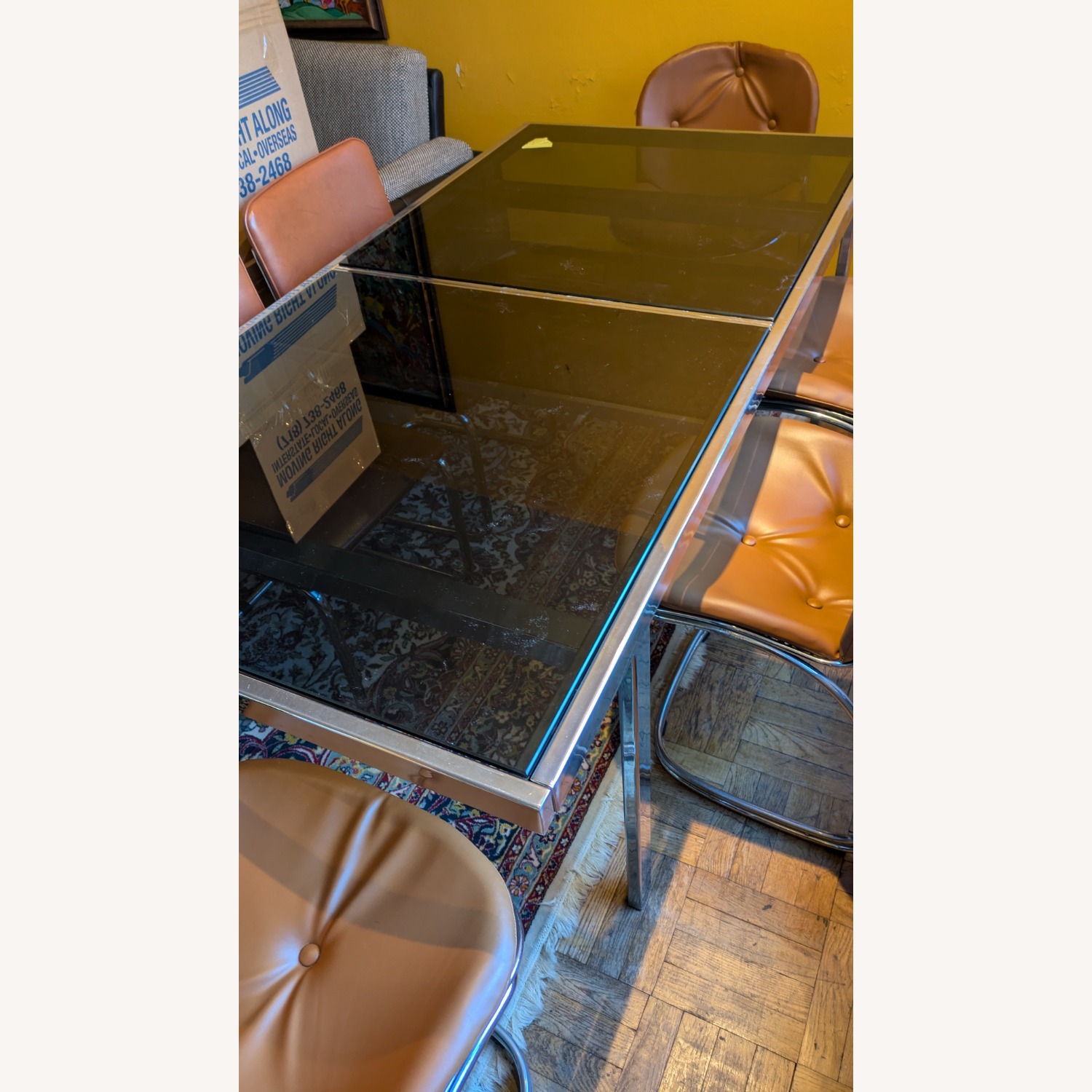 Chrome Glass Dining Table with Build in Glass Leaf - image-2