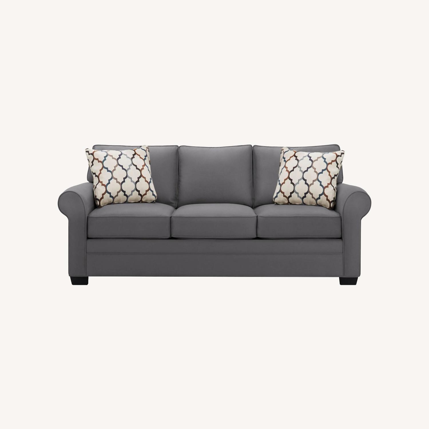 Raymour & Flanigan Dark Gray Suede Sleeper Sofa - image-0