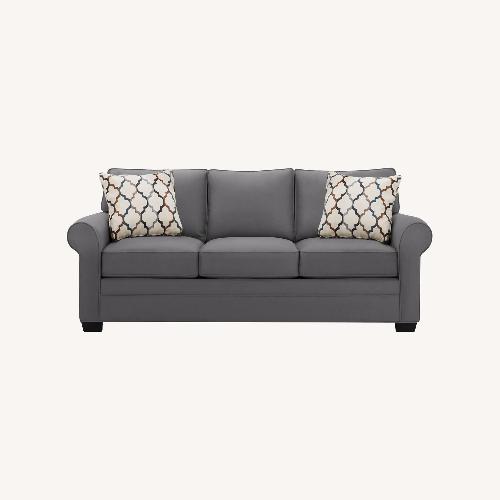 Used Raymour & Flanigan Dark Gray Suede Sleeper Sofa for sale on AptDeco