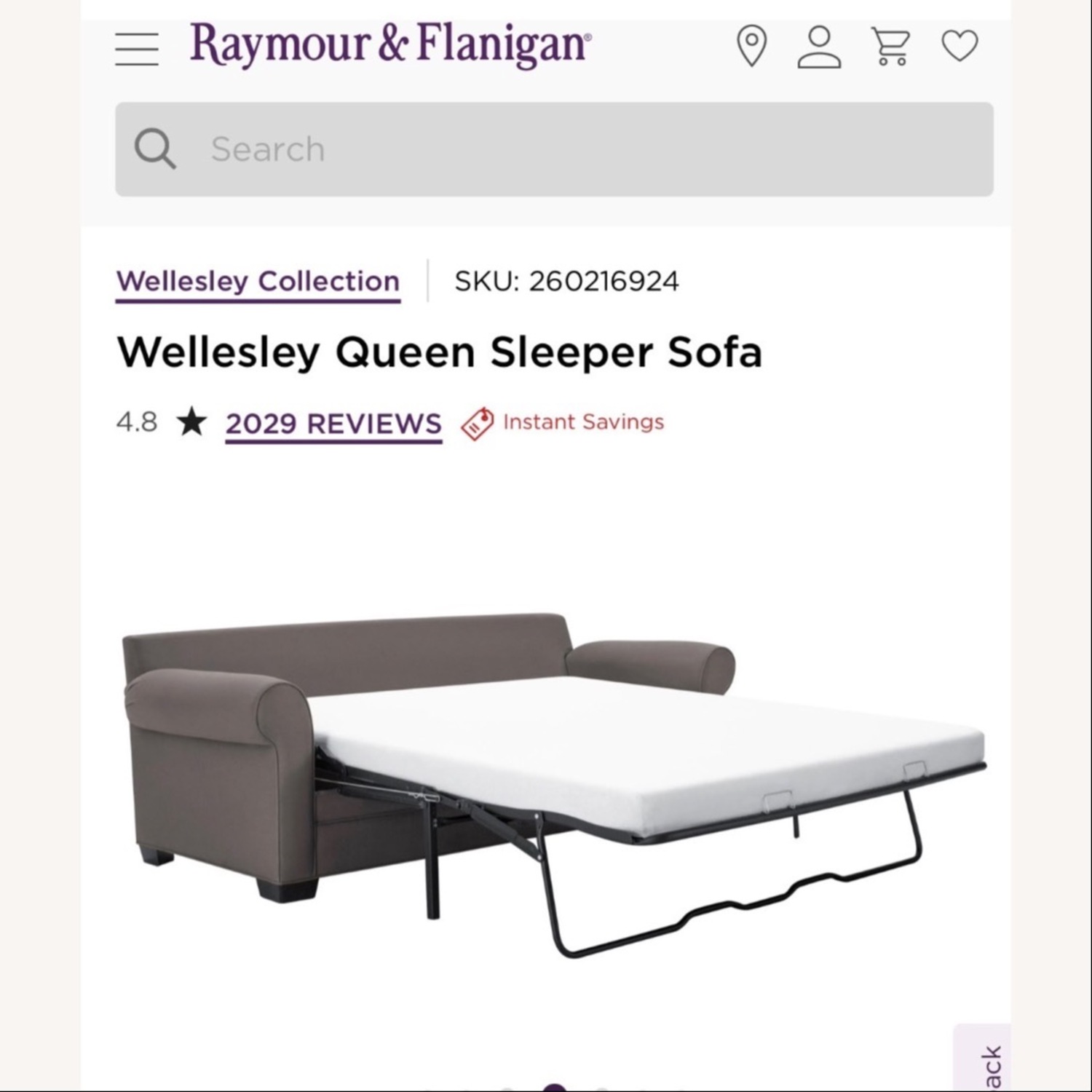Raymour & Flanigan Dark Gray Suede Sleeper Sofa - image-5