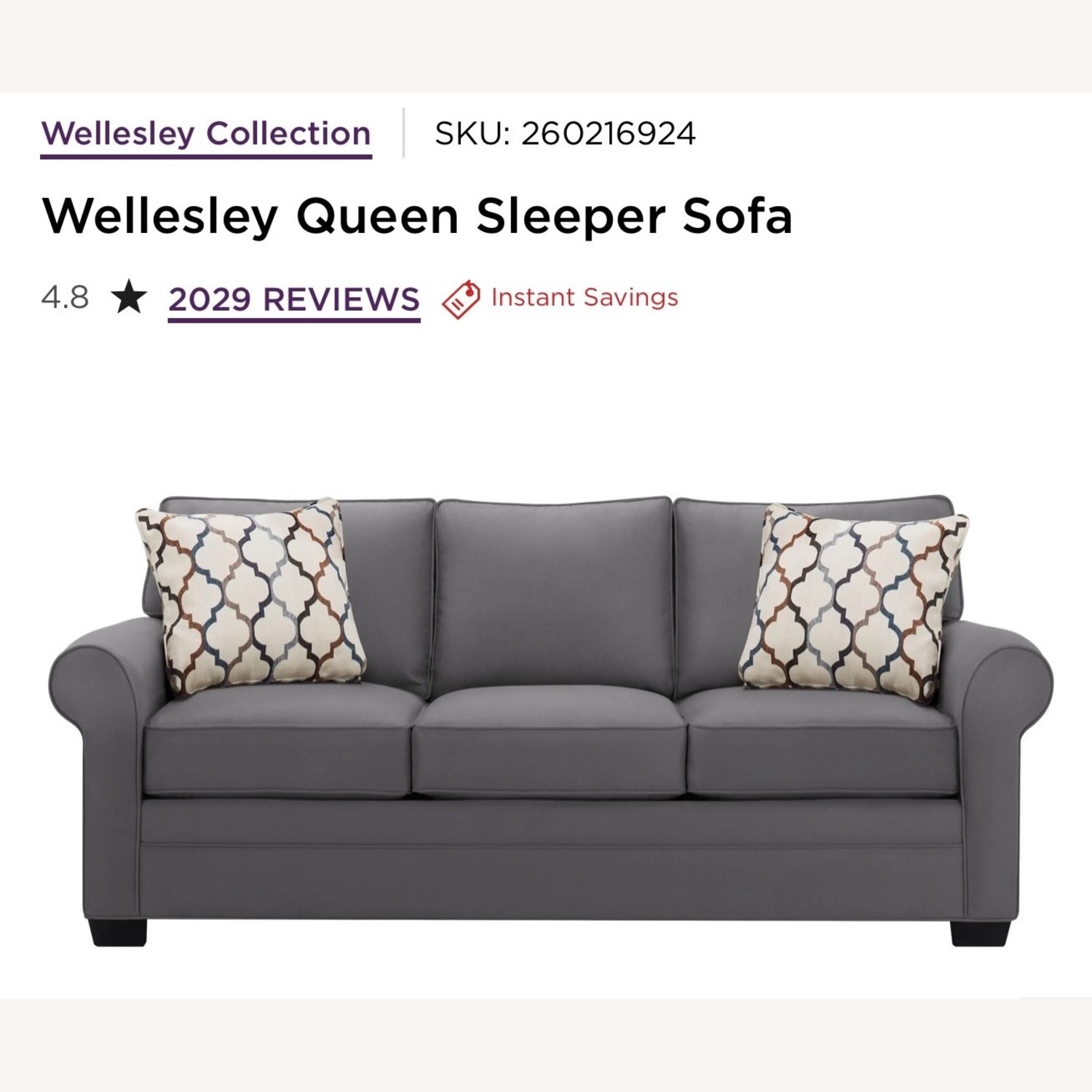 Raymour & Flanigan Dark Gray Suede Sleeper Sofa - image-1