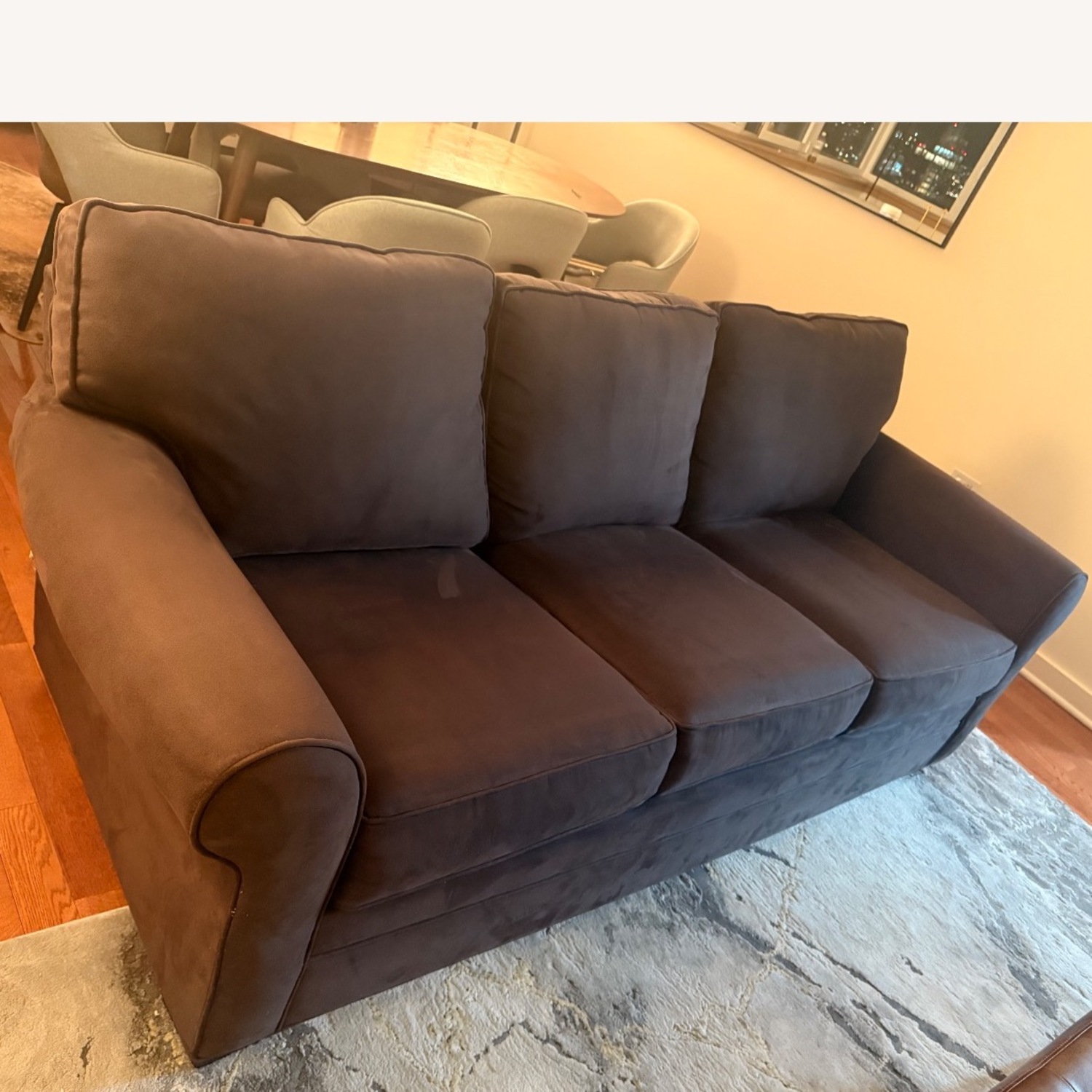 Raymour & Flanigan Dark Gray Suede Sleeper Sofa - image-3