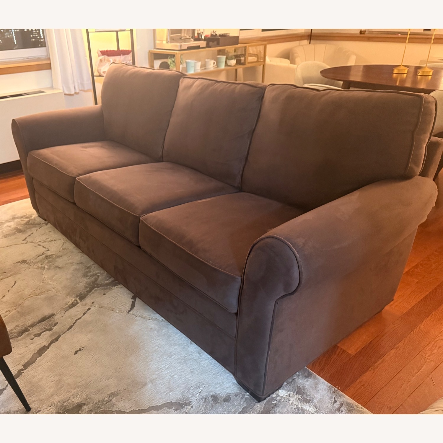 Raymour & Flanigan Dark Gray Suede Sleeper Sofa - image-2