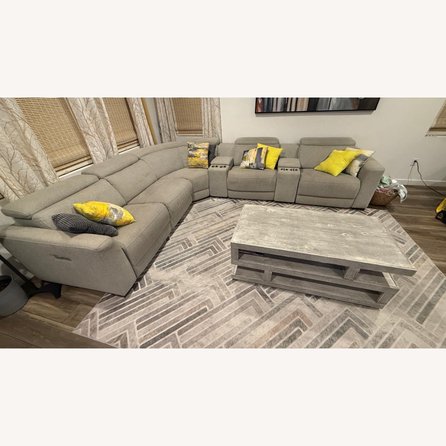 Living Spaces Light Gray 3+ Piece Sectional - image-2