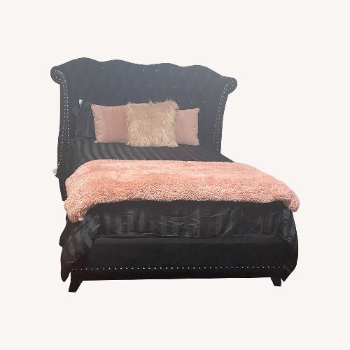 Used Ashley Furniture Black Fabric Queen Bed for sale on AptDeco