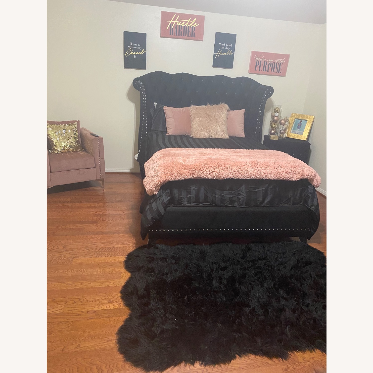 Ashley Furniture Black Fabric Queen Bed - image-3