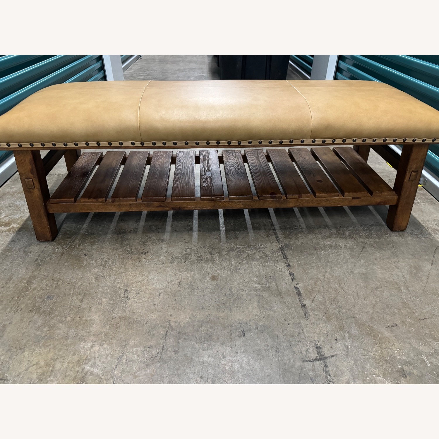 Pottery Barn Caden Bench Cognac Leather - image-4