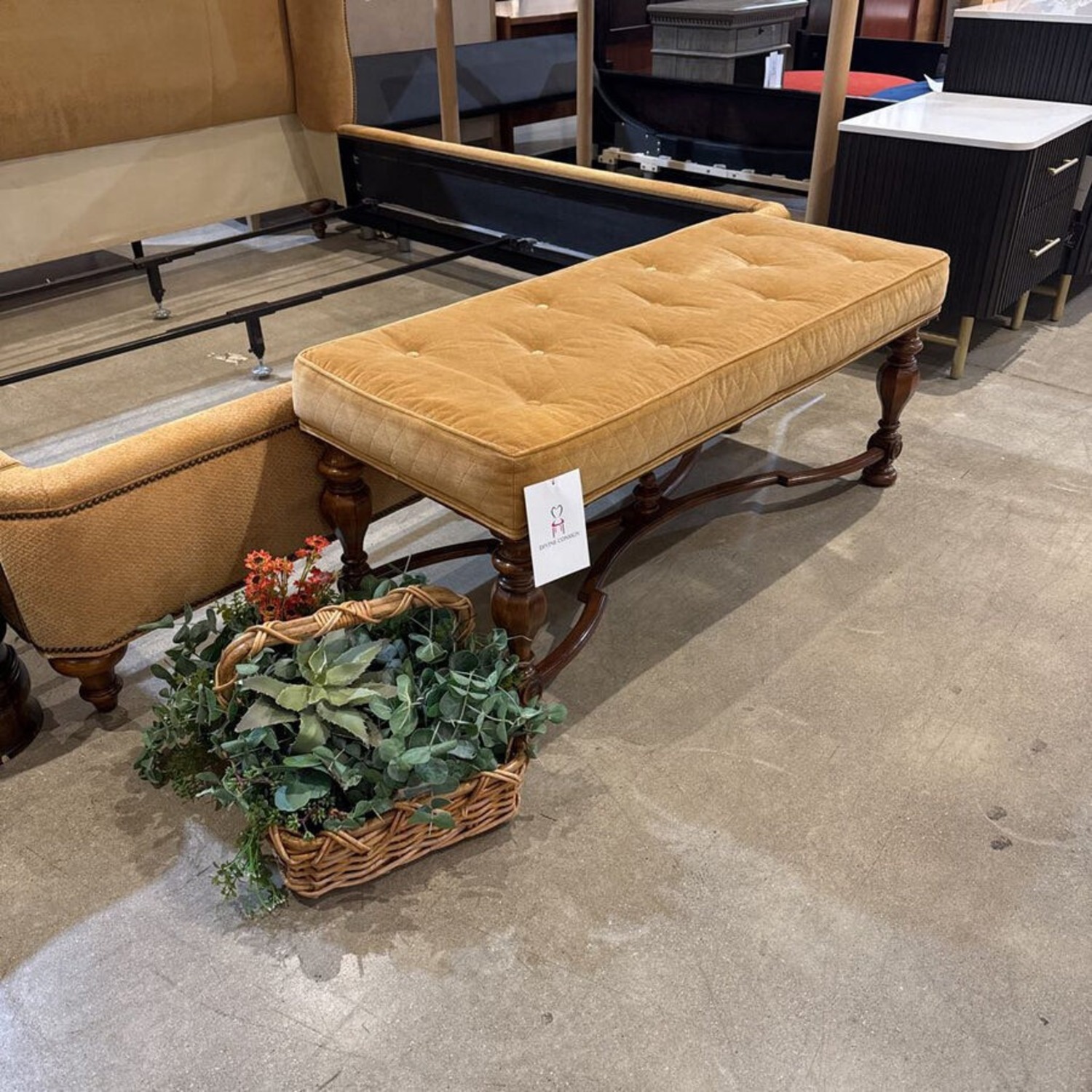 Traditional Upholstered Button Tufted Bench - image-2