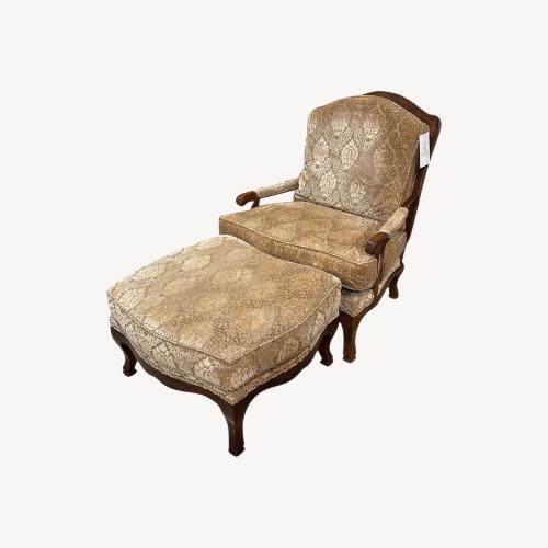 Used Hickory White Juliette Chair w Matching Ottoman for sale on AptDeco