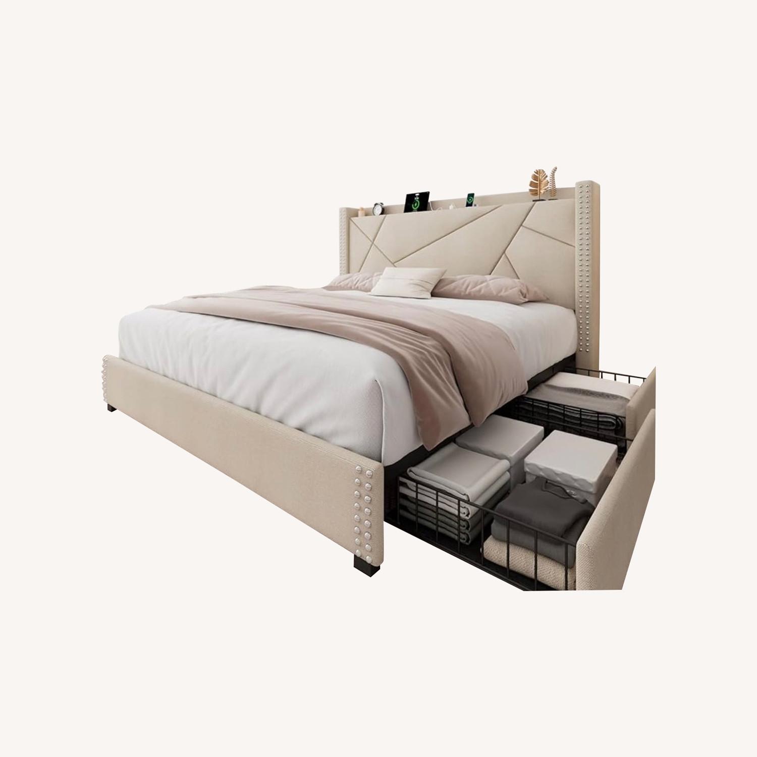 Feonase Queen Bed Frame with 4 Storage Drawers - image-0