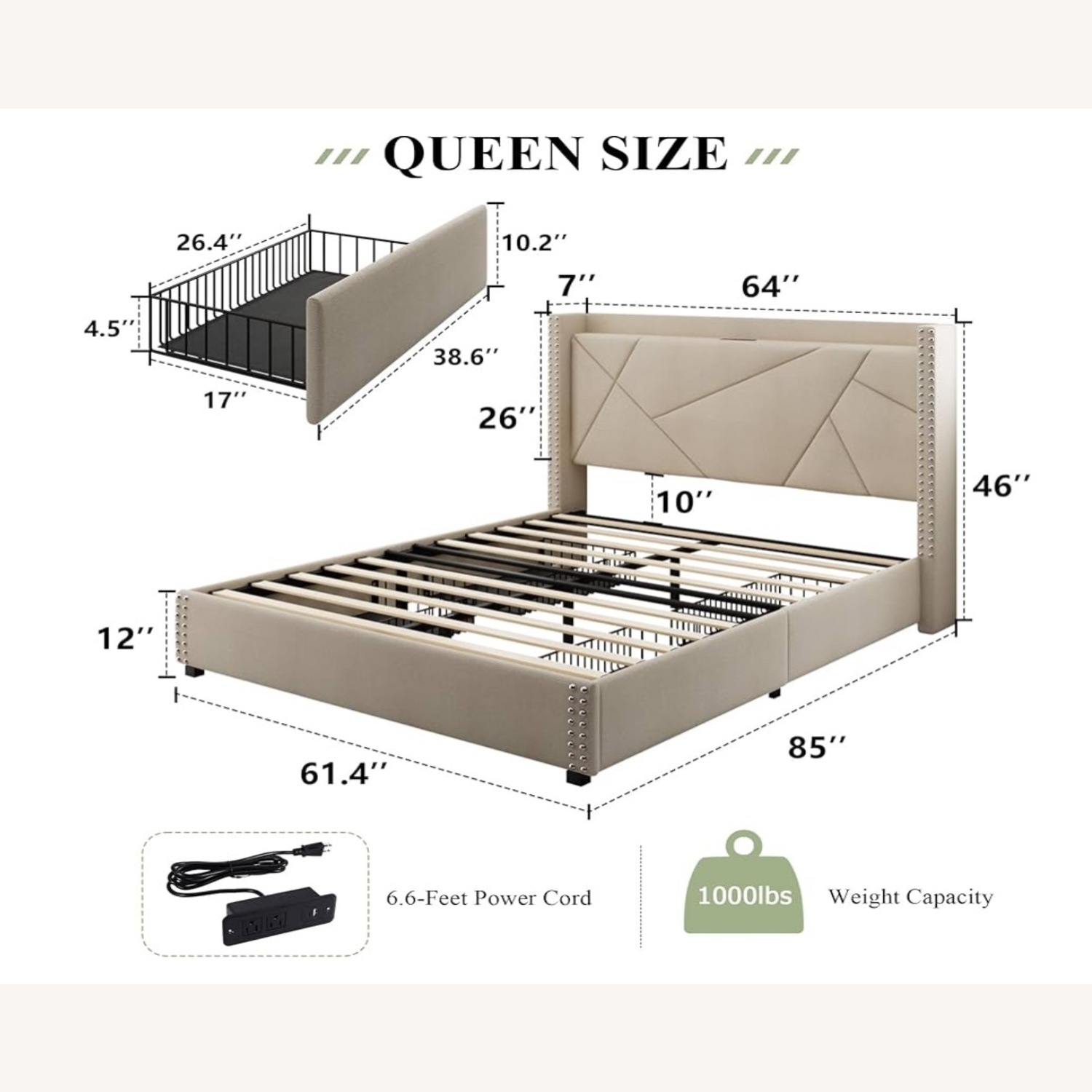 Feonase Queen Bed Frame with 4 Storage Drawers - image-5