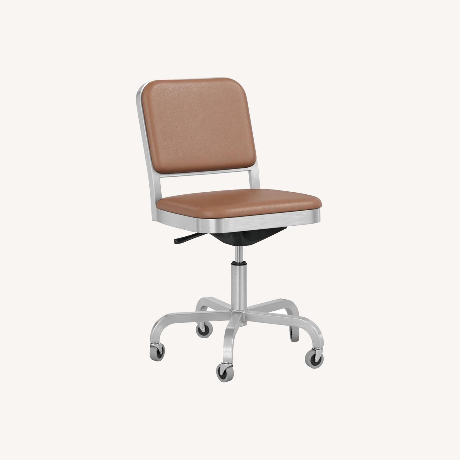 Emeco Light Brown Leather Office Chair - image-0