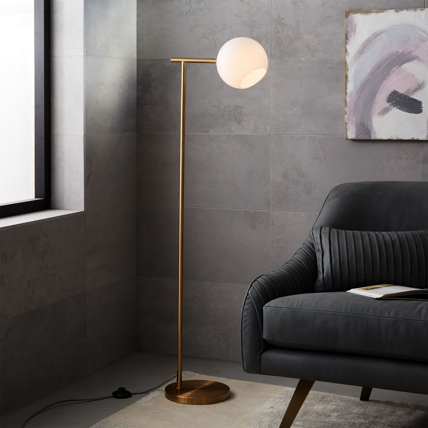 West Elm Staggered Yellow Brass Floor Lamp - image-4