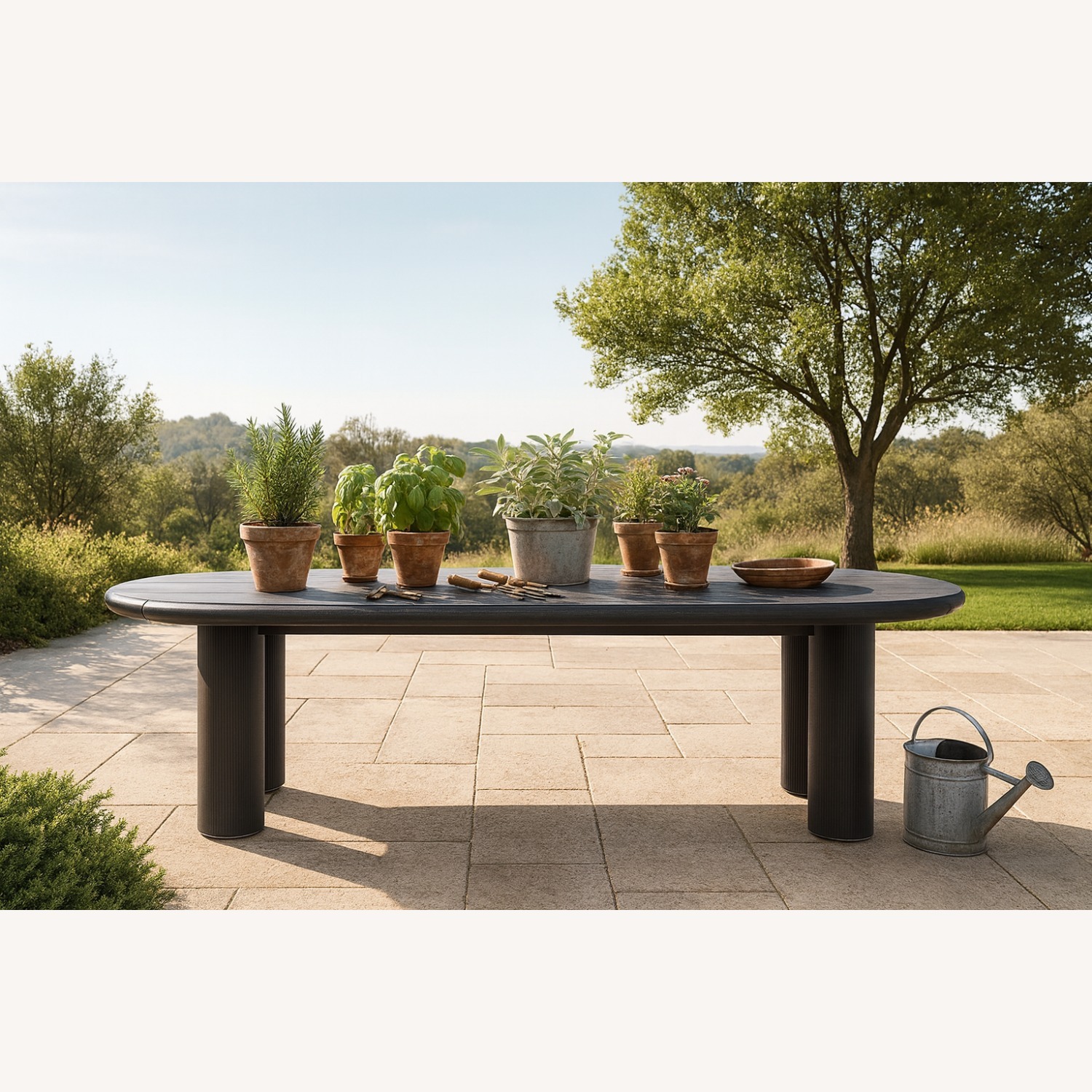 Restoration Hardware Striata Aluminum Dining Table - image-0