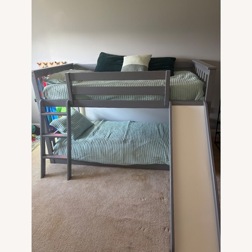 Used Bob's Discount Furniture Light Gray Wood Bunk Bed for sale on AptDeco