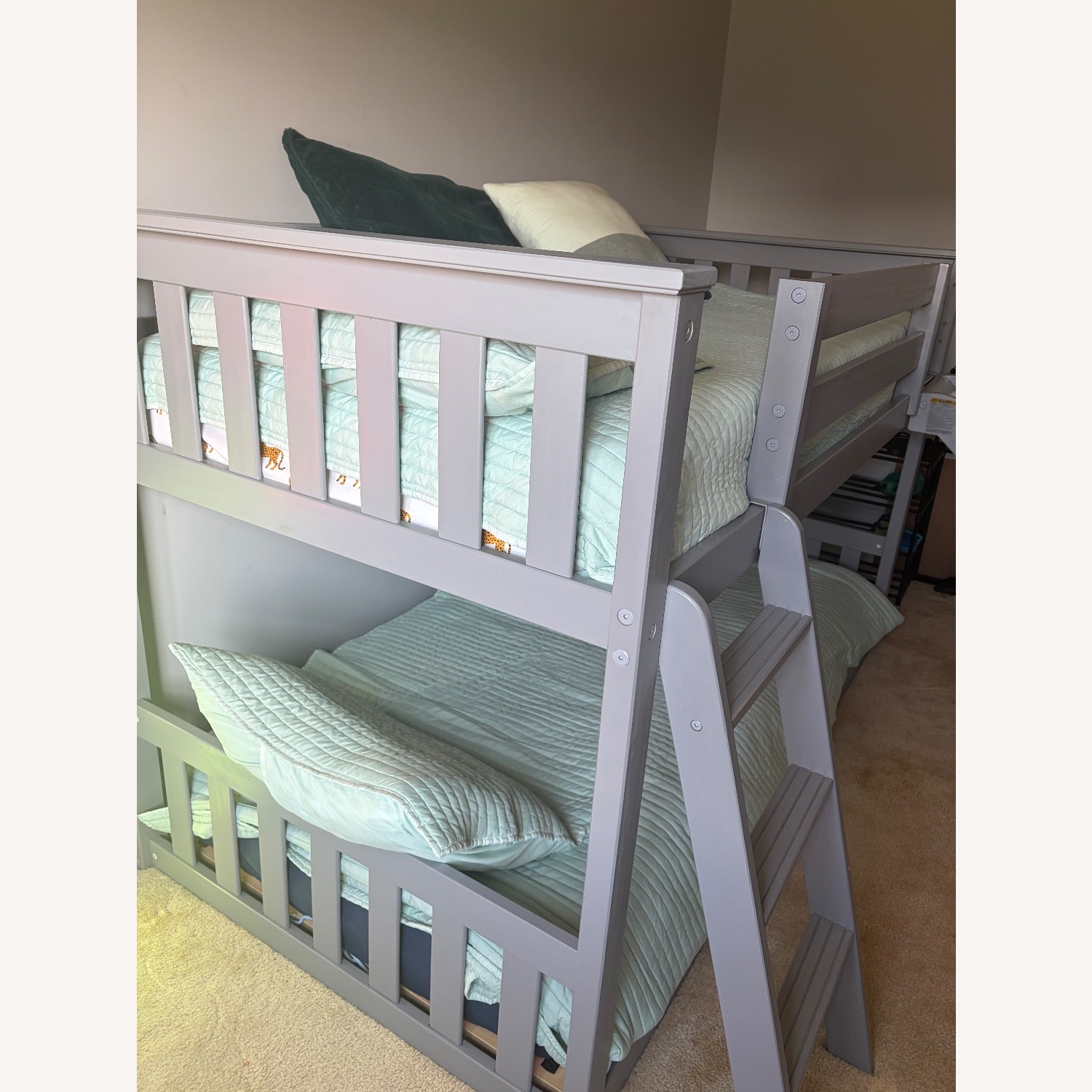 Bob's Discount Furniture Light Gray Wood Bunk Bed - image-4