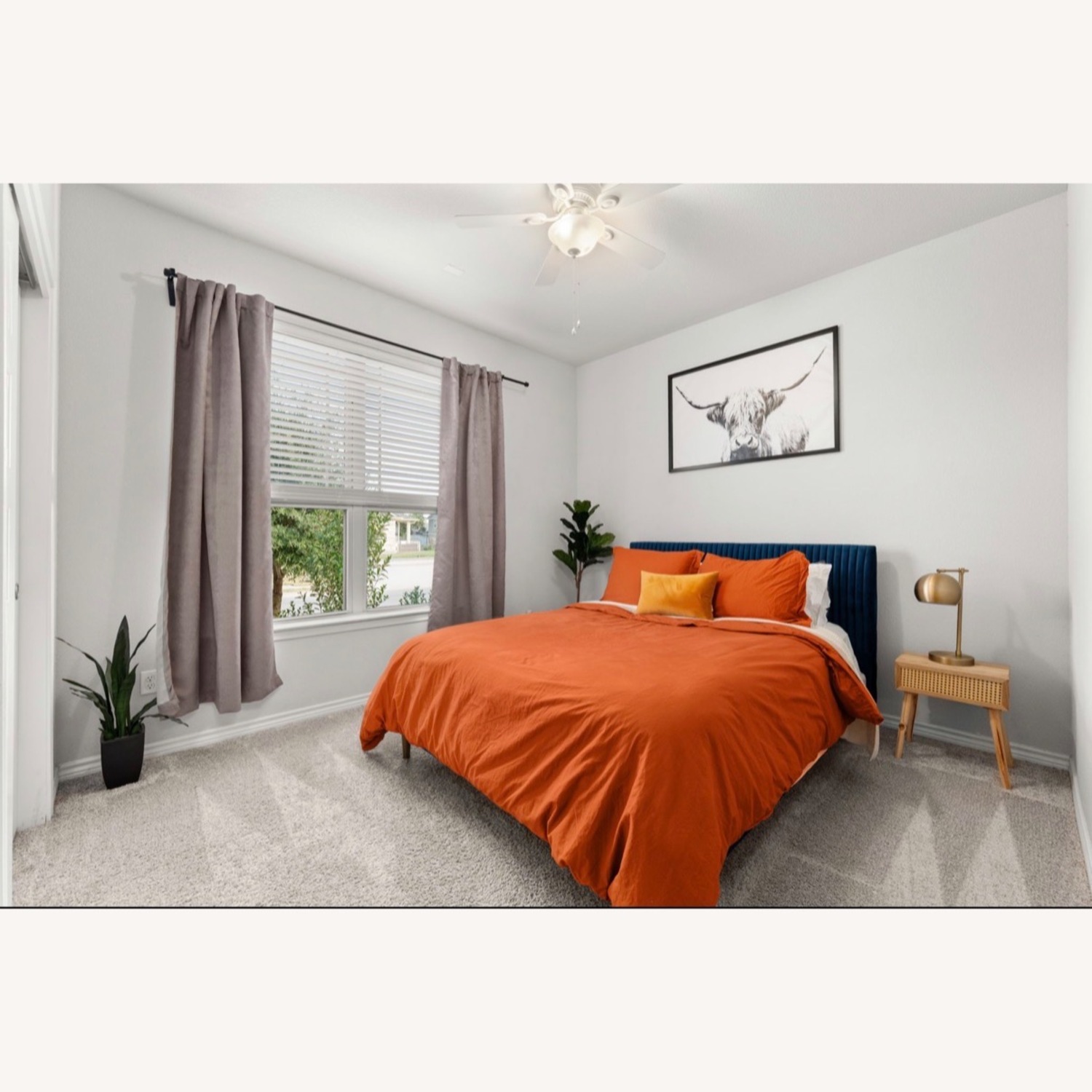 Blue Velvet Queen Size Bed Frame - image-1