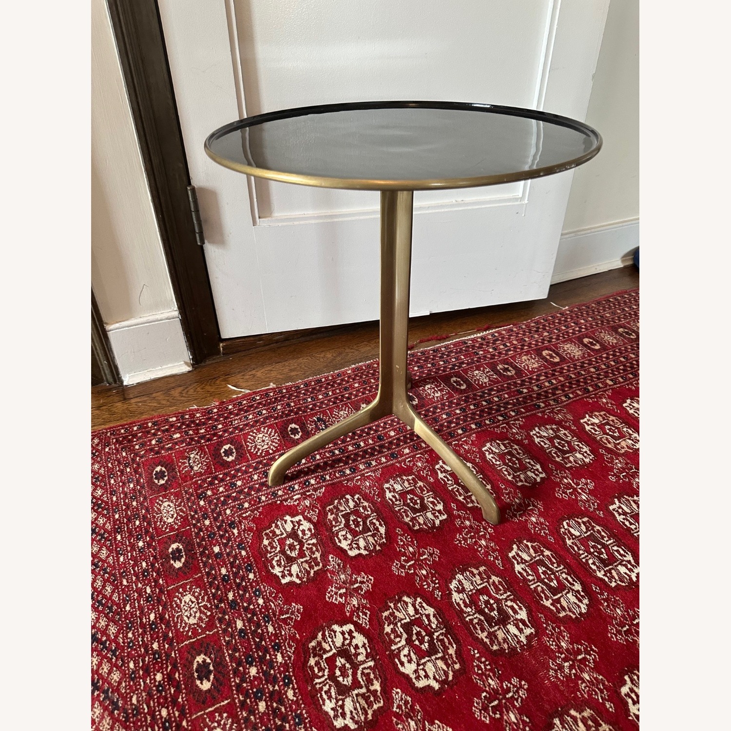 Crate & Barrel Black and Gold Metal Side Table - image-1