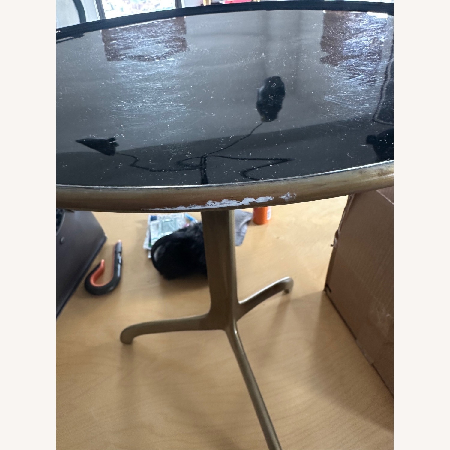 Crate & Barrel Black and Gold Metal Side Table - image-5