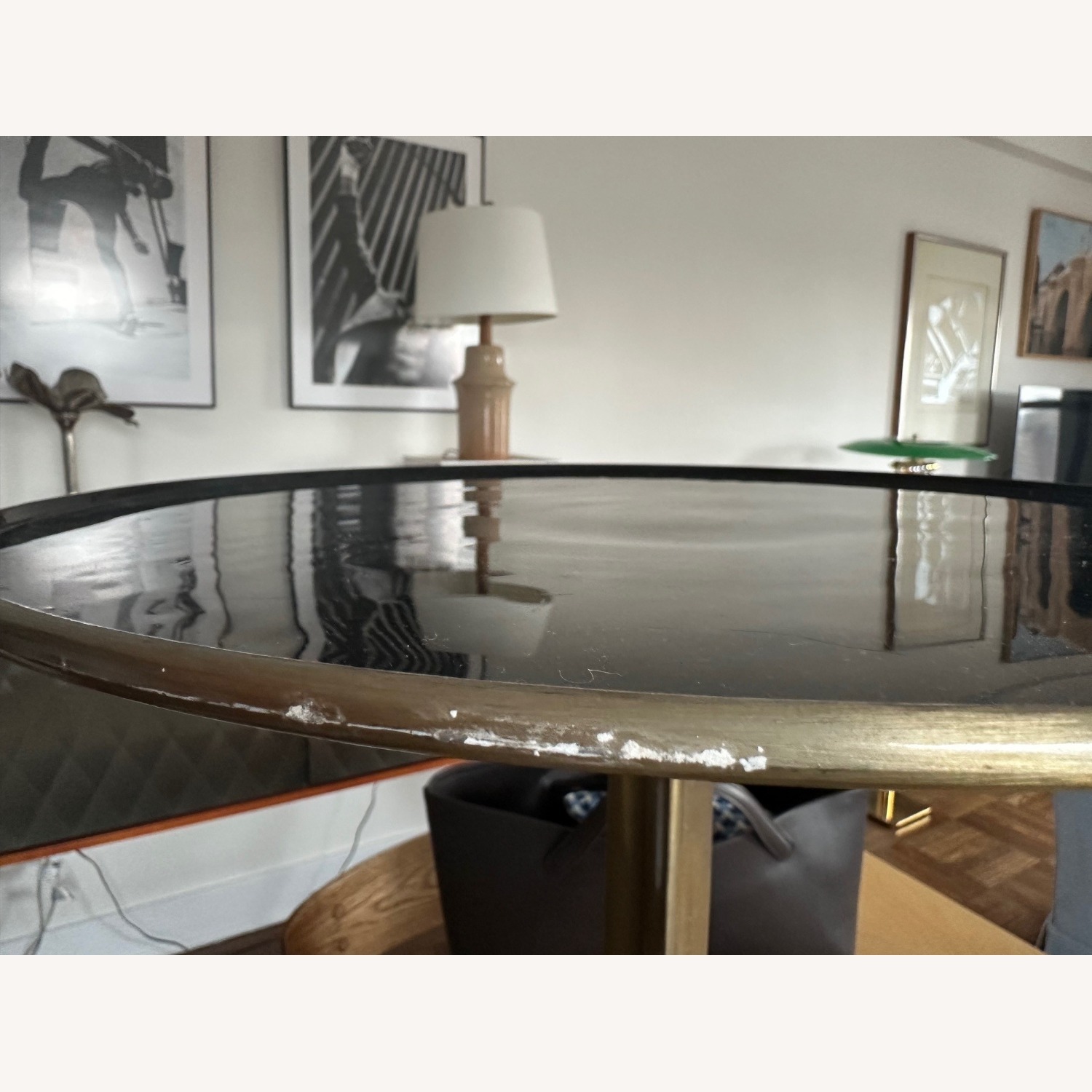 Crate & Barrel Black and Gold Metal Side Table - image-4