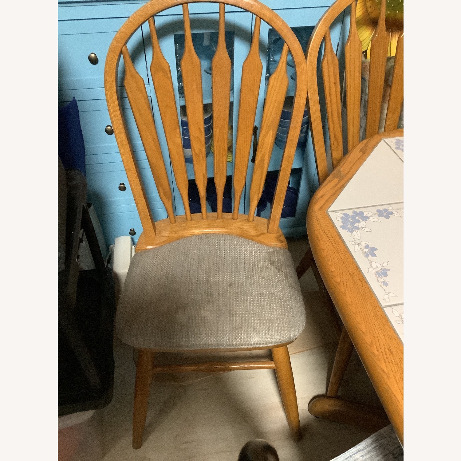 Natural Oak and Tile Top  Dining Set - image-3